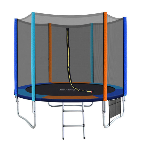 Everfit 8Ft Trampoline For Kids W/ Ladder Enclosure Safety Net Pad Gift Round Trampolines
