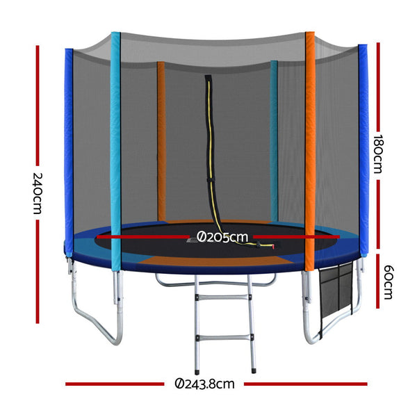 Everfit 8Ft Trampoline For Kids W/ Ladder Enclosure Safety Net Pad Gift Round Trampolines