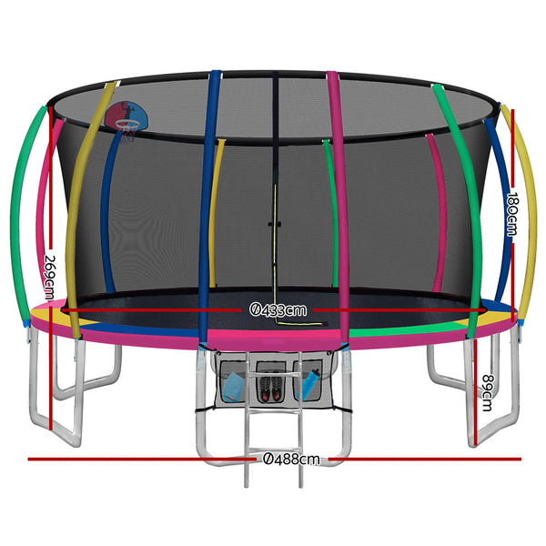Everfit 16Ft Trampoline For Kids W/ Ladder Enclosure Safety Net Rebounder Colors Trampolines