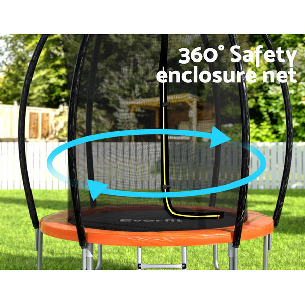 Everfit 6Ft Trampoline For Kids W/ Ladder Enclosure Safety Net Rebounder Orange Trampolines