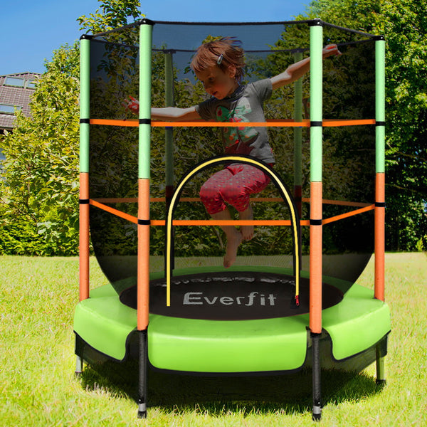 Everfit 4.5Ft Trampoline For Kids W/ Enclosure Safety Net Rebounder Gift Green Trampolines