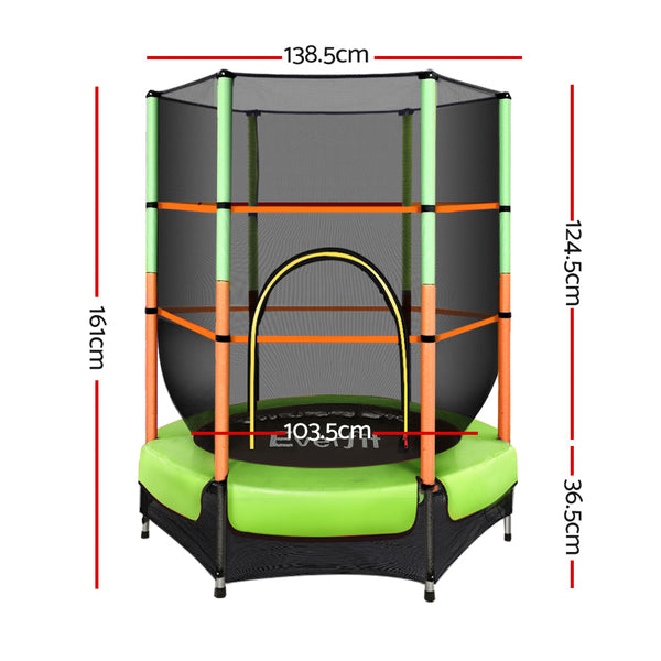 Everfit 4.5Ft Trampoline For Kids W/ Enclosure Safety Net Rebounder Gift Green Trampolines
