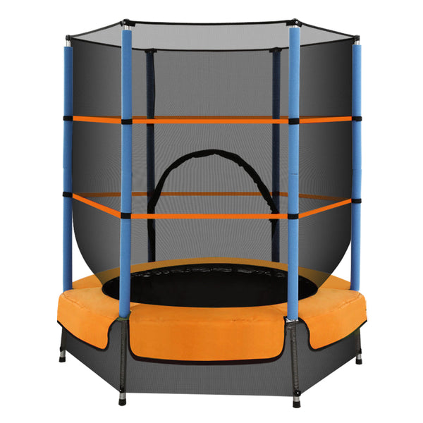 Everfit 4.5Ft Trampoline For Kids W/ Enclosure Safety Net Rebounder Gift Orange Trampolines