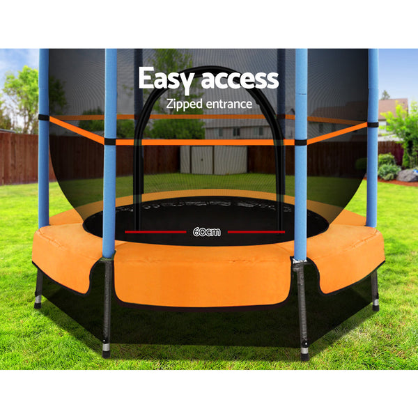 Everfit 4.5Ft Trampoline For Kids W/ Enclosure Safety Net Rebounder Gift Orange Trampolines
