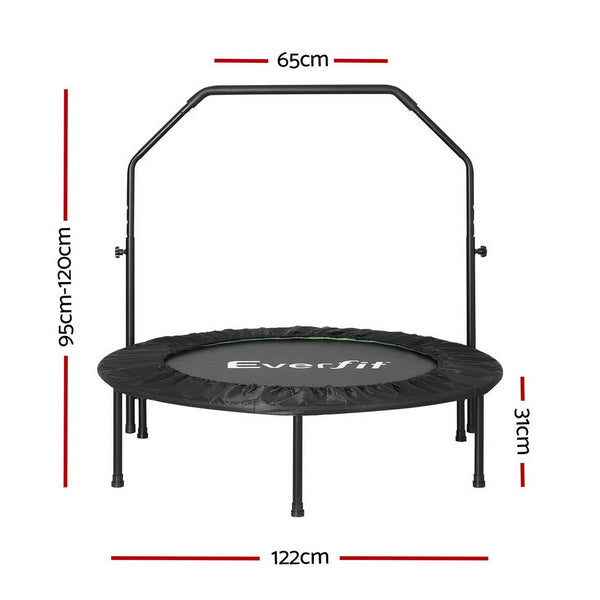 Everfit 48Inch Round Fitness Trampoline Rebounder Adjustable Handrail Green Fitness Trampolines