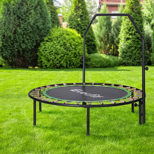 Everfit 48Inch Round Fitness Trampoline Rebounder Adjustable Handrail Green Fitness Trampolines