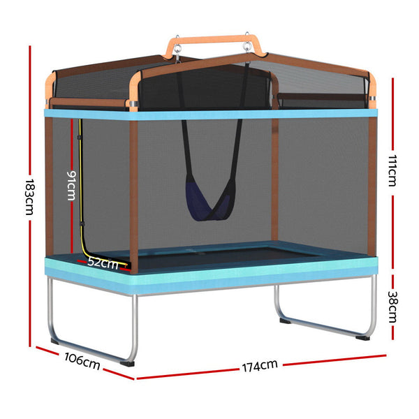Everfit 6Ft Trampoline Kids Rectangle W/ Swing Enclosure Safety Net Orange Trampolines