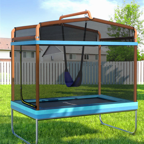 Everfit 6Ft Trampoline Kids Rectangle W/ Swing Enclosure Safety Net Orange Trampolines