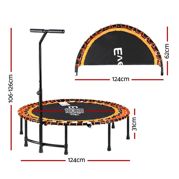 Everfit 48 Inch Fitness Foldable Trampoline Jumping Rebounder With Handrail Trampolines