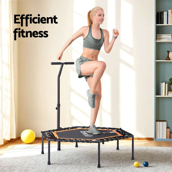 Everfit 51 Inch Hexagon Fitness Trampoline With Adjustable Handrail Trampolines
