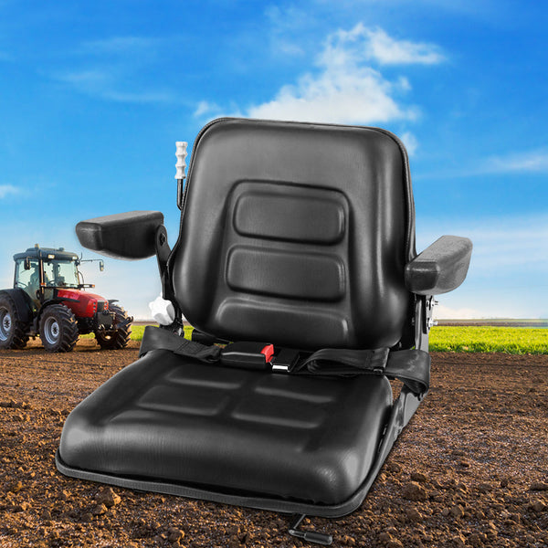 Giantz Universal Tractor Seat With Suspension And Armrests For Heavy Machinery Heavy Machinery Seats