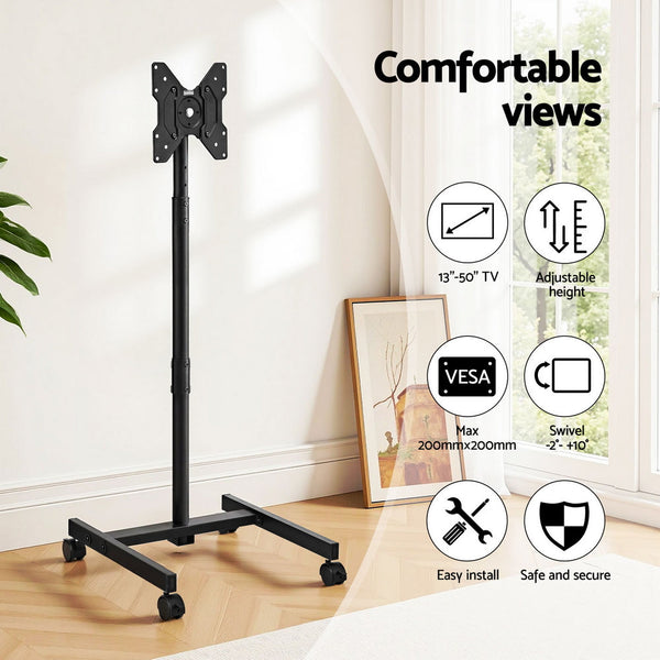 Artiss Tv Stand 13 50" Universal Mobile Adjustable Height Tv Stand With Wheels Tv Stands & Mounts