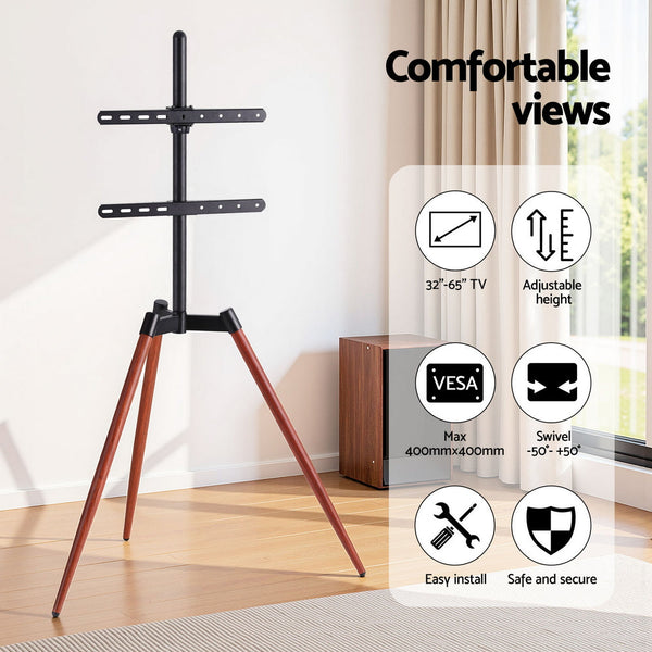 Artiss Tv Stand 32 65 Inch Led Lcd Screen Wooden Tripod Easel Height Adjustable Tv Stands & Mounts