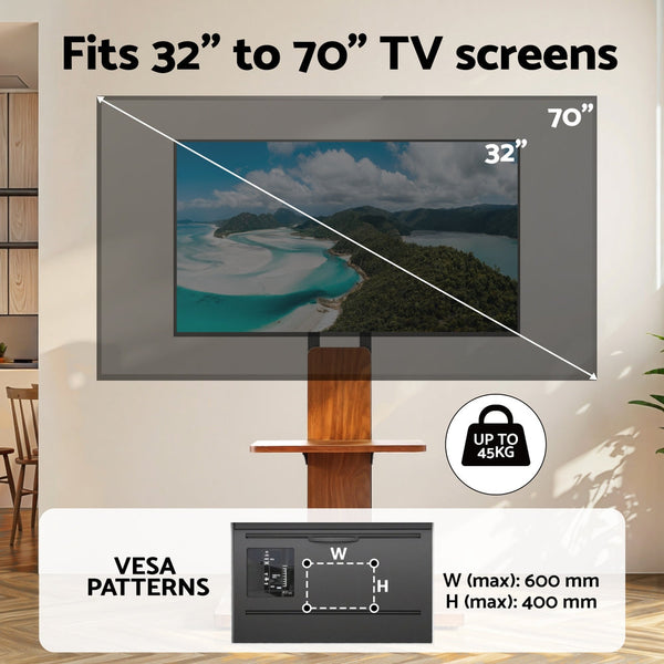 Artiss Tv Stand 32 70" Wooden Tray Swivel Height Adjustable Tv Stands & Entertainment Units