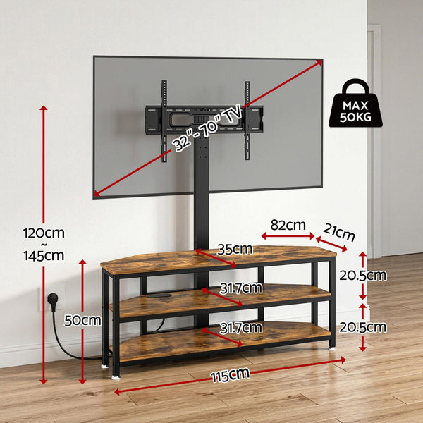 Artiss Corner Tv Stand With Mount For 32 70" Tvs In Black Walnut Tv Stands & Entertainment Units