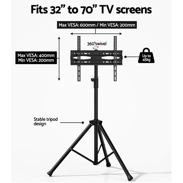 Artiss Tv Stand Mount Bracket For 32" 70" Led Lcd Tripod Floor Shelf Universal Tv Stands & Mounts