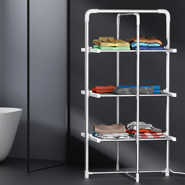 Devanti Electric Heated Towel Rail Rack 30 Bars Foldable Clothes Dry Warmer Towel Racks