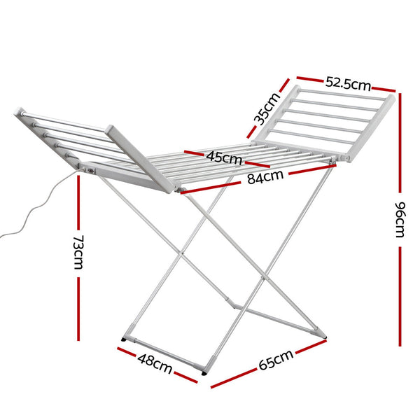 Devanti Electric Heated Towel Rail Rack 18 Bars Freestanding Clothes Dry Warmer Towel Racks