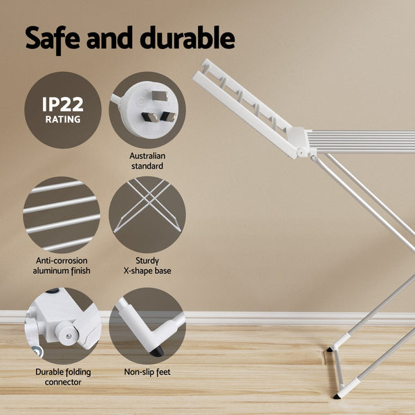 Devanti Foldable Electric Heated Towel Rail Rack With 24H Timer Towel Racks