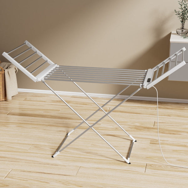 Devanti Foldable Electric Heated Towel Rail Rack With 24H Timer Towel Racks