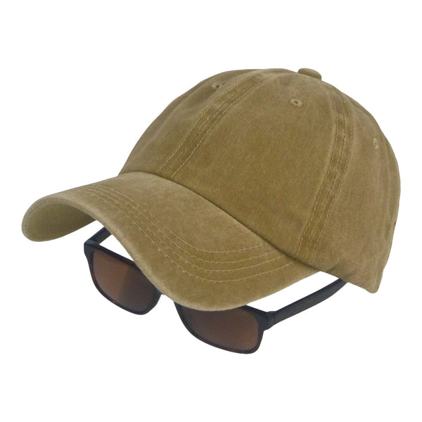 Bstc 6 Panel Baseball Cap Distressed Cotton Tan Hats & Headwear