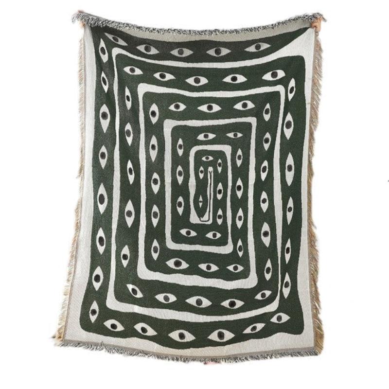 Green Eye Snake Throw Blanket Decor Carpet Wall Hanging Outdoor Camping Mat Tapestries