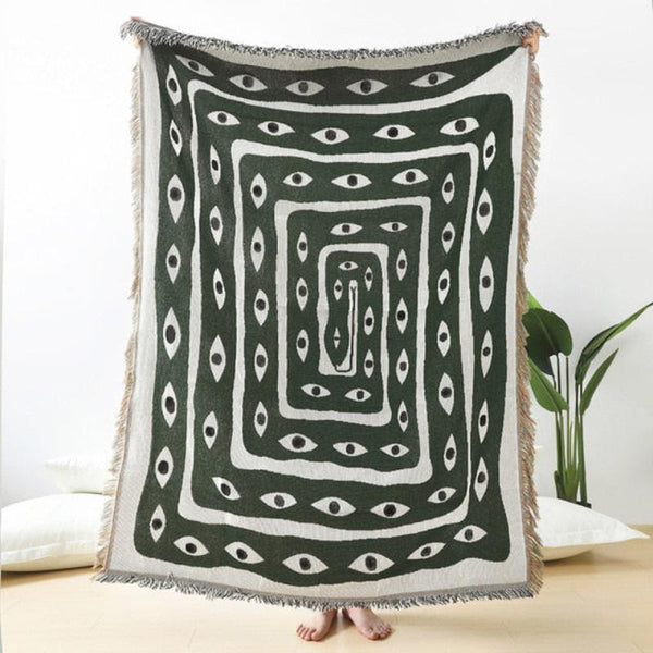 Green Eye Snake Throw Blanket Decor Carpet Wall Hanging Outdoor Camping Mat Tapestries