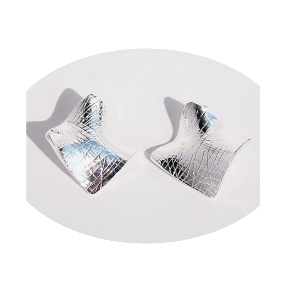 Textured Titanium Steel Stud Earrings