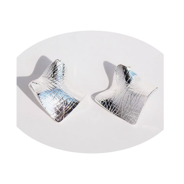 Textured Titanium Steel Stud Earrings