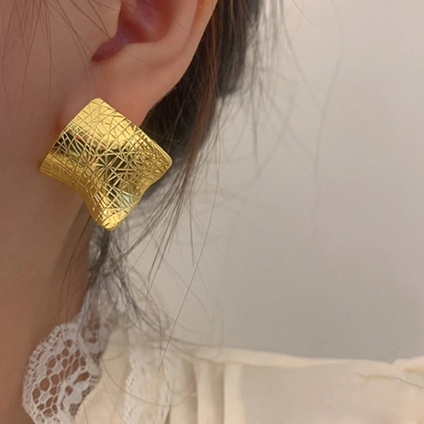 Textured Titanium Steel Stud Earrings