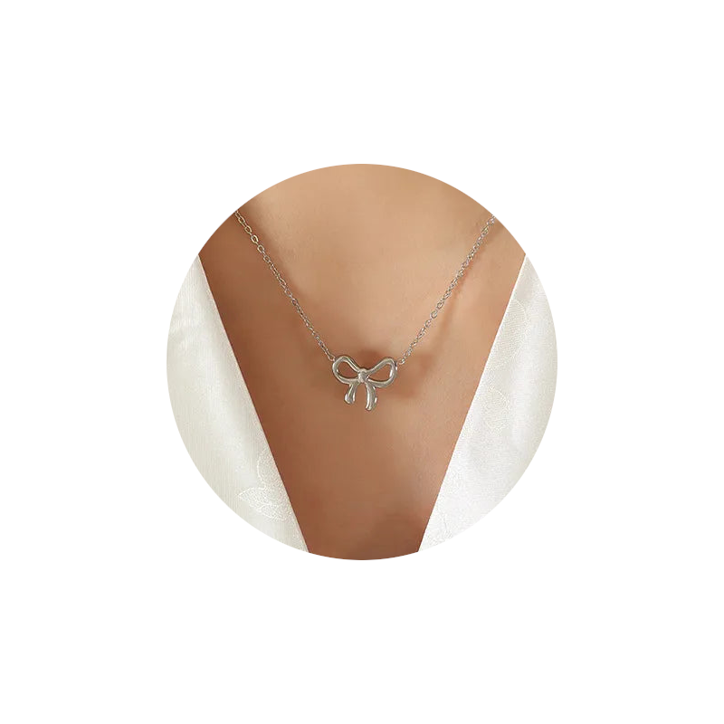 Titanium Steel Bow Pendant Necklace Necklaces & Pendants