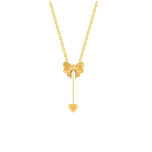 Titanium Steel Gold Plated Bow Pendant Necklace Necklaces & Pendants