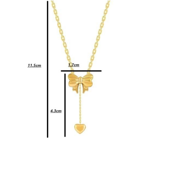 Titanium Steel Gold Plated Bow Pendant Necklace Necklaces & Pendants