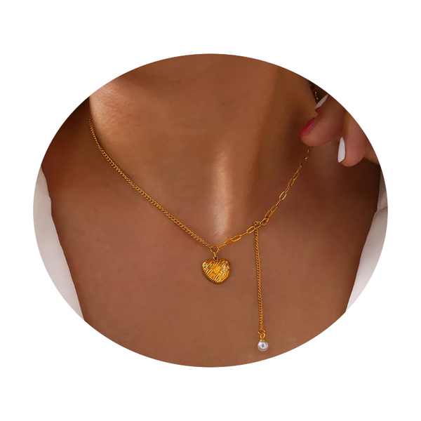 Titanium Steel Imitation Pearl Heart Pendant Necklace Necklaces & Pendants