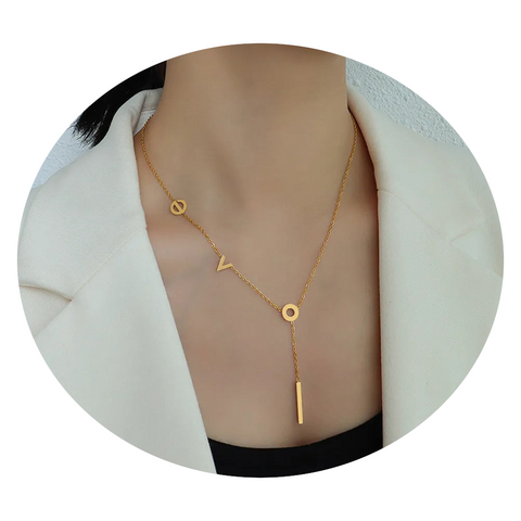 Titanium Steel Letter Necklace Necklaces & Pendants