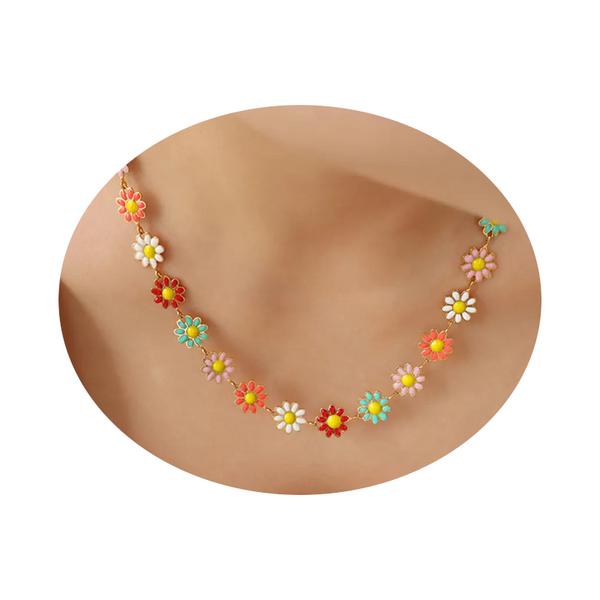 Titanium Steel Oil Drip Flower Necklace Necklaces & Pendants