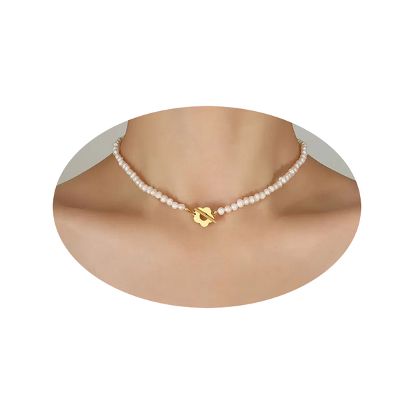 Titanium Steel Pearl Flower Necklace Necklaces & Pendants