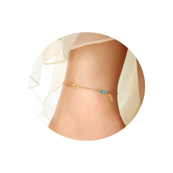 Titanium Steel Wing Shape Charm Anklet Bracelet Anklets