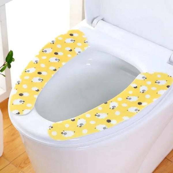 Bath Mats Rugs & Toilet Covers Toilet Seat Cover Yellow Lamb Pattern Washable Mat Bathroom Pad Cushion Accessories