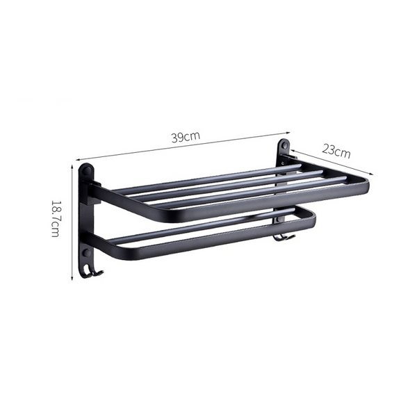 Towel Rack Folding Holder With Hook Accessories Wall Hanger Aluminium Bar Shelf Towel Racks