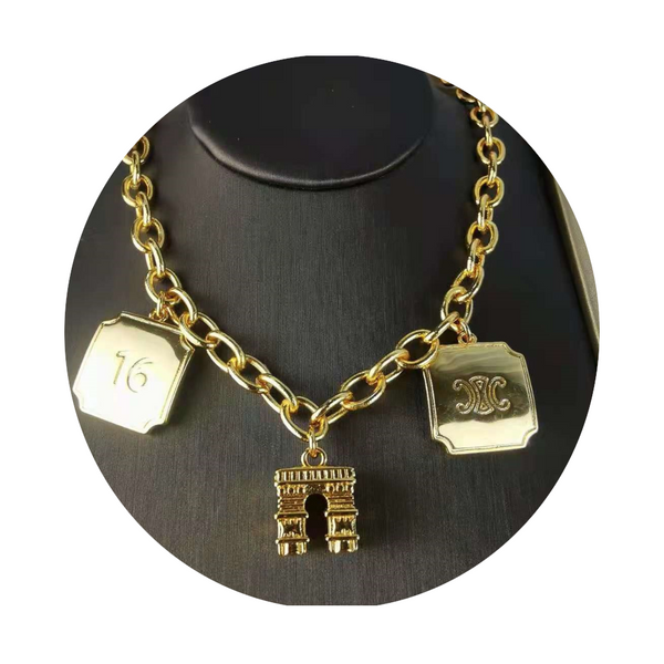 Triumphal Arch Embossed Brand High Grade Vintage Thick Chain Necklace Bracelet Bracelets