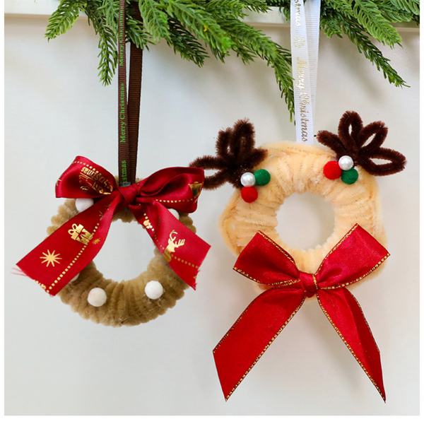 Twisted Stick Fabric Christmas Wreath Ornament Diy Tree Decoration Bow Finished Product Seasonal Decorations