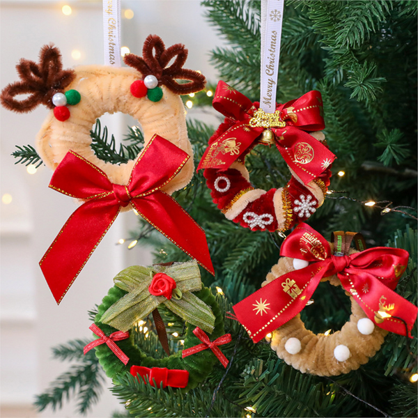 Twisted Stick Fabric Christmas Wreath Ornament Diy Tree Decoration Bow Finished Product Seasonal Decorations