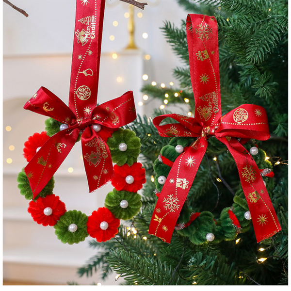 Twisted Stick Fabric Christmas Wreath Ornament Diy Tree Decoration Bow Finished Product Seasonal Decorations