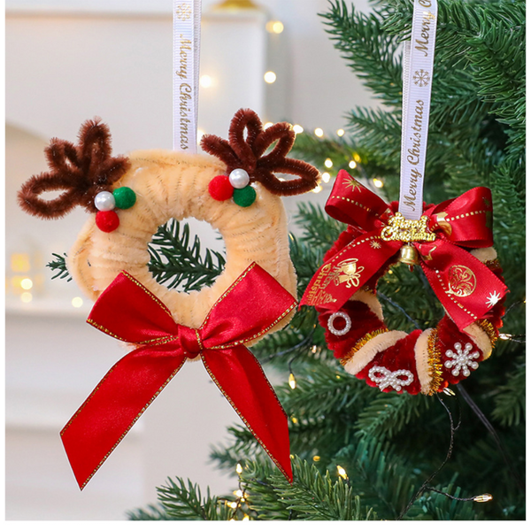 Twisted Stick Fabric Christmas Wreath Ornament Diy Tree Decoration Bow Finished Product Seasonal Decorations