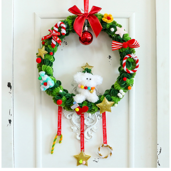 Twisted Stick Fabric Christmas Wreath Ornament Diy Tree Decoration Bow Finished Product Seasonal Decorations