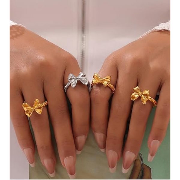 Twisted Titanium Steel Bow Ring Rings