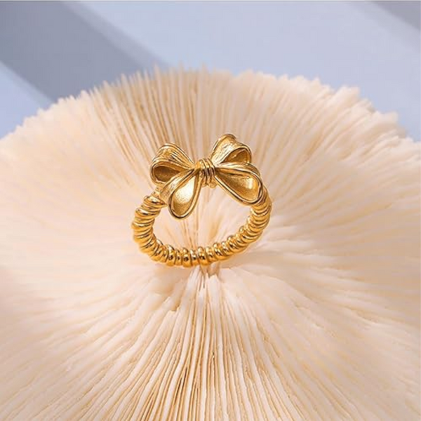 Twisted Titanium Steel Bow Ring Rings