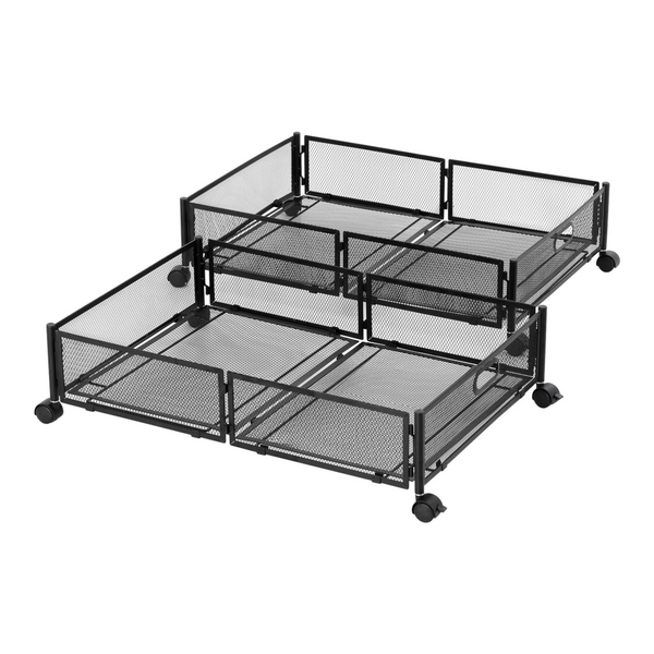 Artiss 2X Under Bed Storage Containers Metal Boxes With Wheels Black Other Bedding