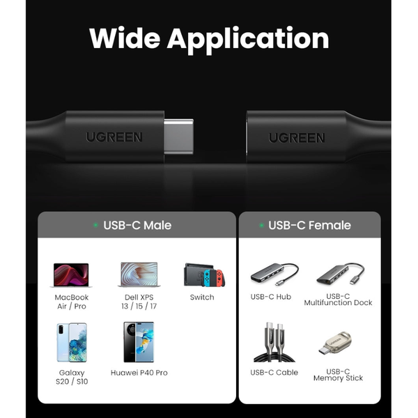 Ugreen 10387 Usb C Extension Cable 1M Usb Cables Hubs & Adapters